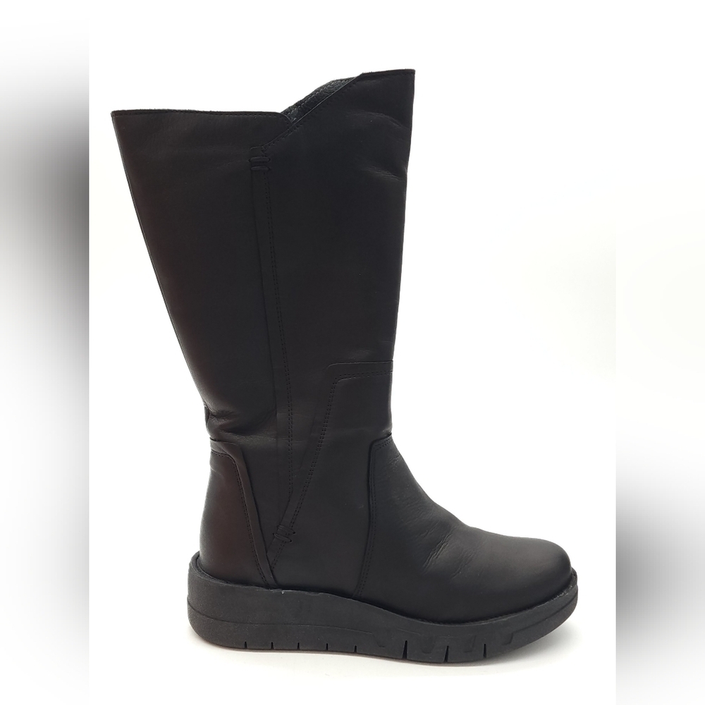 Miz Mooz Lear Black Leather Zip Up Mid Calf Boots - Picture 5 of 10
